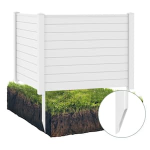 3.1 ft. x 4 ft, White Privacy Framed Flat Outdoor Vinyl Fence Panel Decorative Fence Trash Enclosure and Air Conditioner