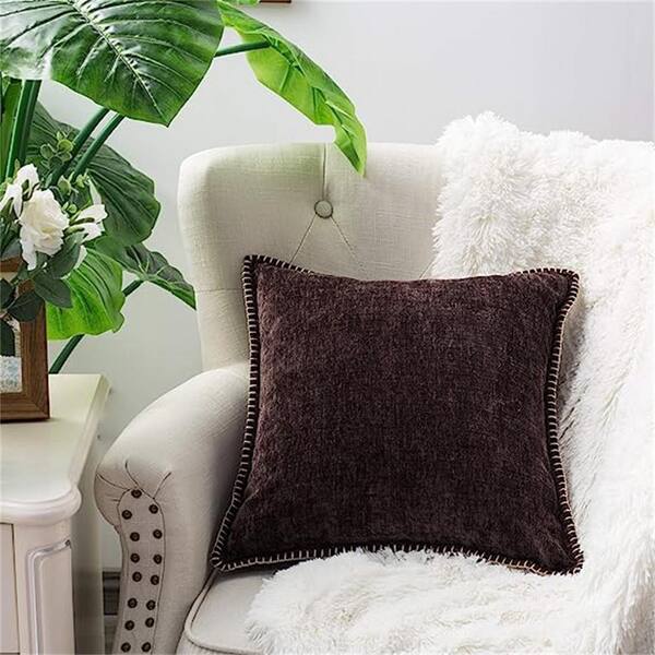 Soft Textured Olive Green Chenille Pillow Cover, Geometric Thick