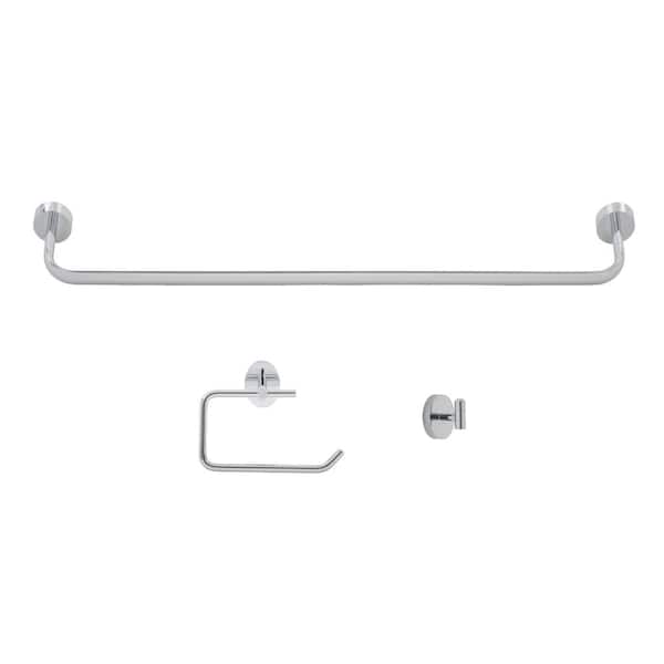 Italia Amalfi 3-Piece 24-in. Towel Bar and Toilet Paper Holder Bathroom Hardware Set in Chrome