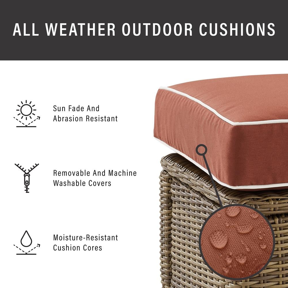 Bradenton 2-Piece Brown Wicker Outdoor Armchair Set with Red Cushions