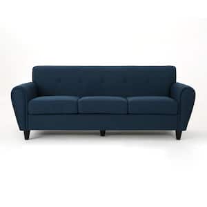 78.5 in. Round Arm 3-Seater Sofa in Navy Blue