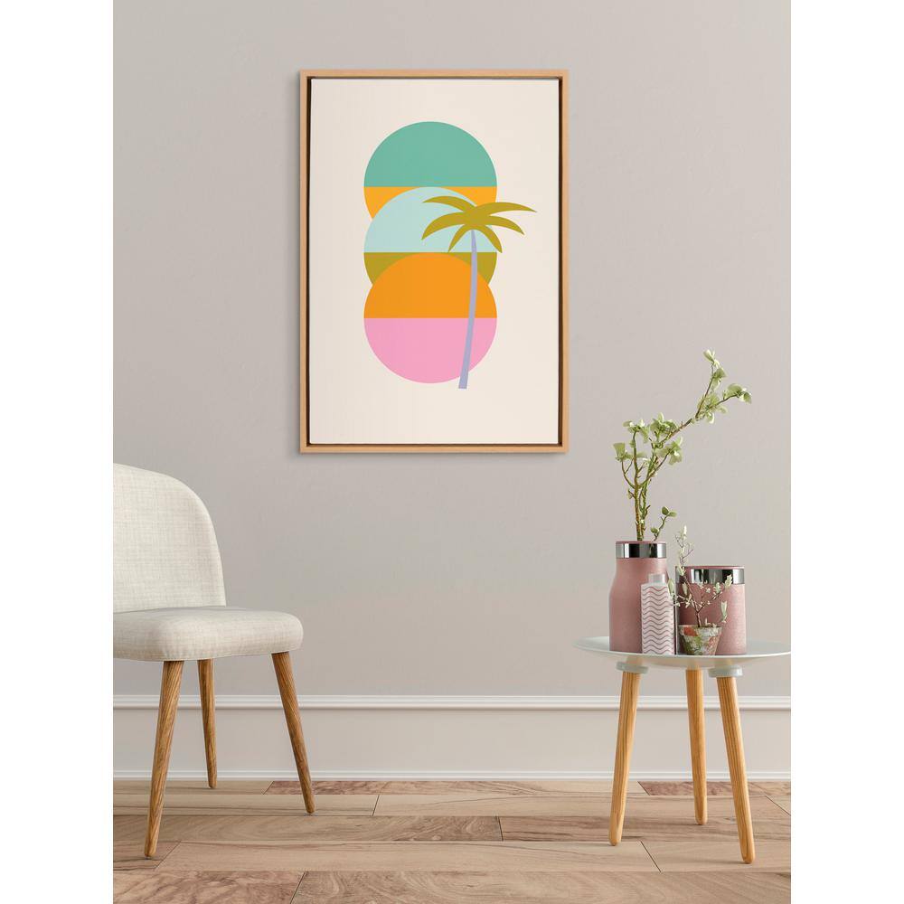 Natural Framed Palm Tree Canvas Print, 23x33
