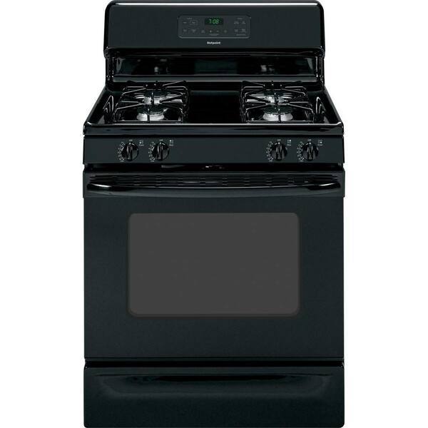 Hotpoint 4.8 cu. ft. Gas Range with Self-Cleaning Oven in Black