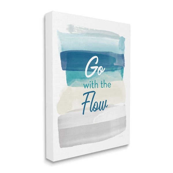 Stupell Industries "Go with the Flow Nautical Beach Tone Ombre" by Linda Woods Unframed Print Abstract Wall Art 16 in. x 20 in.