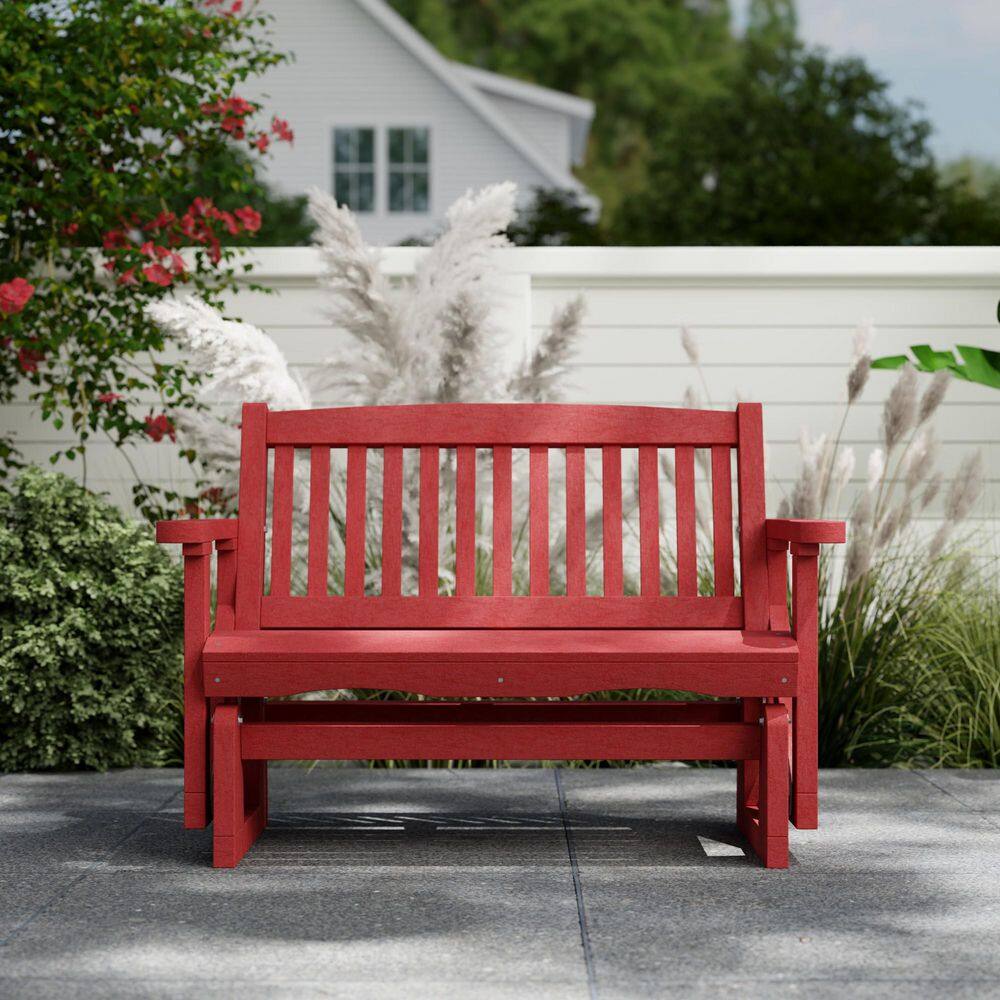 Cardinal Red HDPE Outdoor Glider Bench