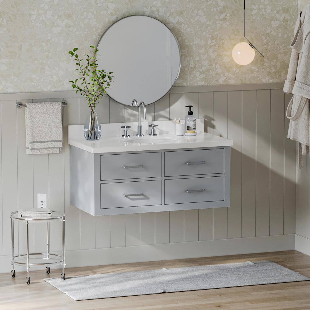 Hutton 42" Gray Single Wall-Mounted Vanity Cabinet