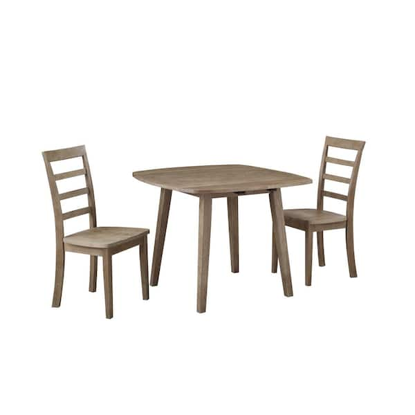 Boraam 3-Piece Boulder Barnwood Wire-Brush Dining Set