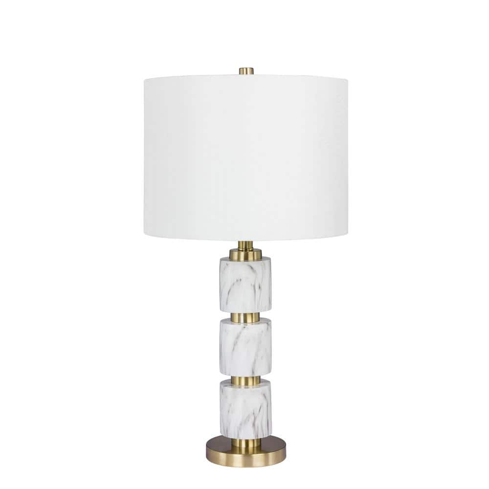 Fangio Lighting 27 in. Stacked, Smooth Resin and Metal Table Lamp in a ...