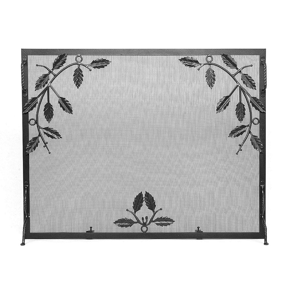 ACHLA DESIGNS 38 in. L Graphite 1Panel Weston Flat Fireplace Screen with Leaves Design G3830