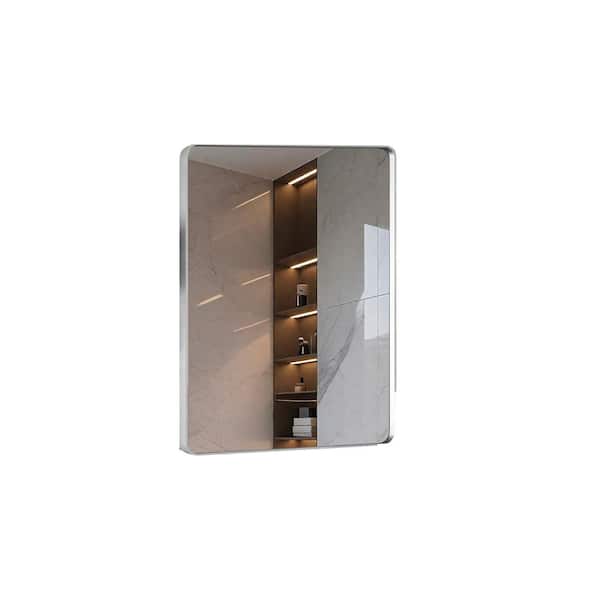 20 in. W x 30 in. H Rectangular Framed Wall Bathroom Vanity Mirror in Brushed Nickel
