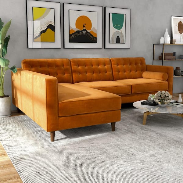 Laurel Modular Sofa (Burnt Orange Velvet), Mid in Mod