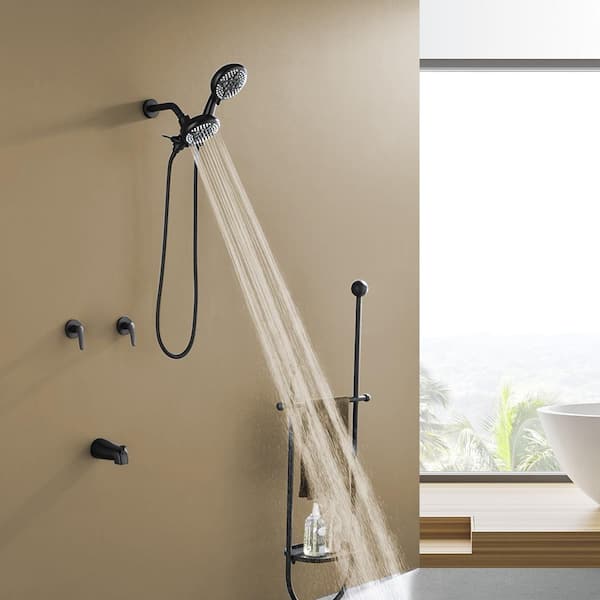 Ami Double Handle 5-Spray Tub and Shower Faucet 1.8 GPM Dual Shower Head with Spout in. Matte Black (Valve Included)