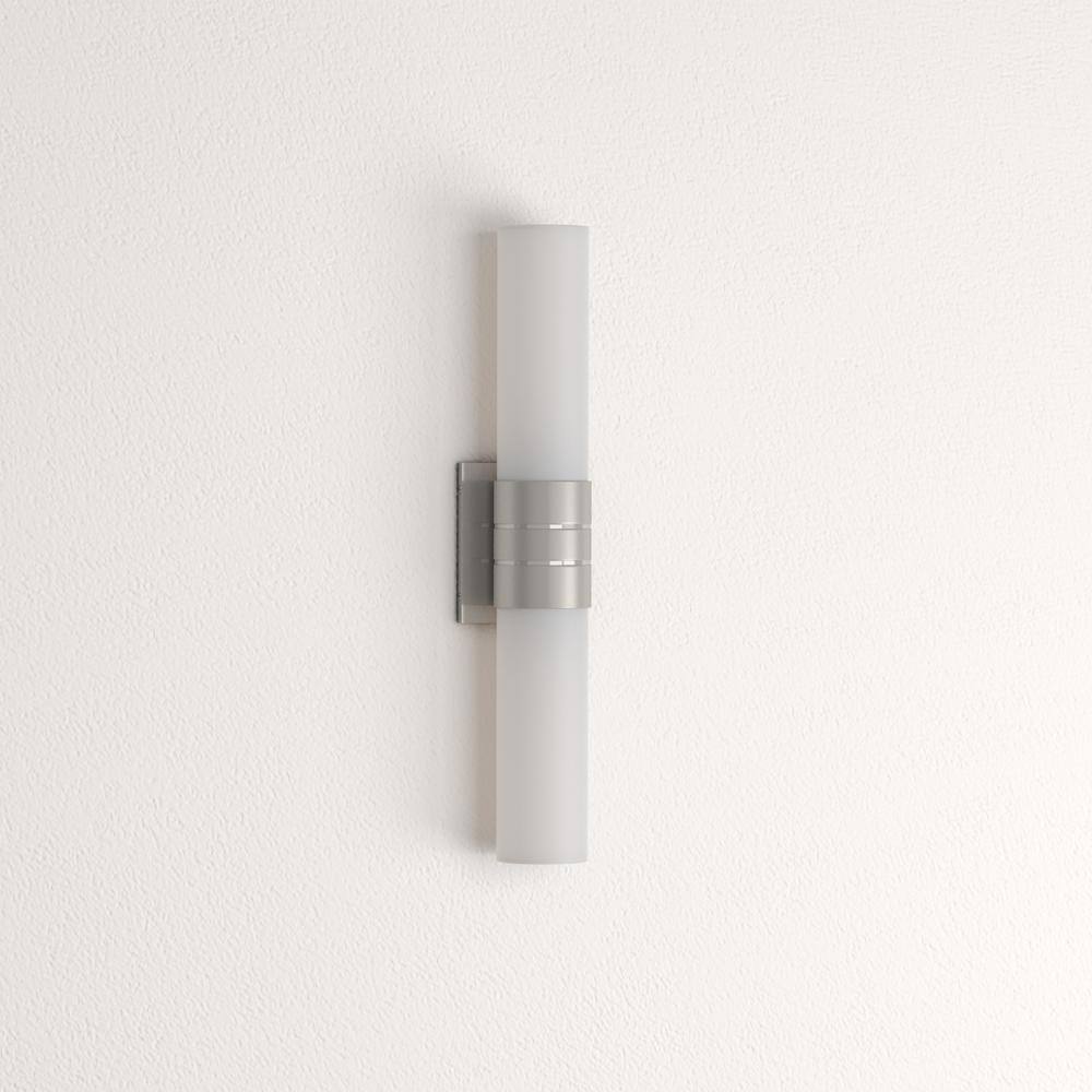 Brushed Nickel 21" Cylinder Wall Sconce with White Glass