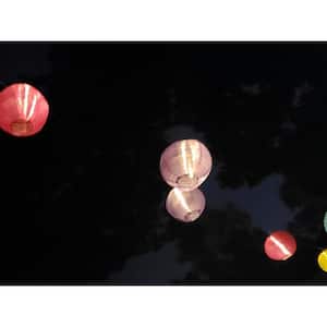 32 ft. Outdoor 10-Light Solar Chinese Lantern Integrated LED String Light in Purple