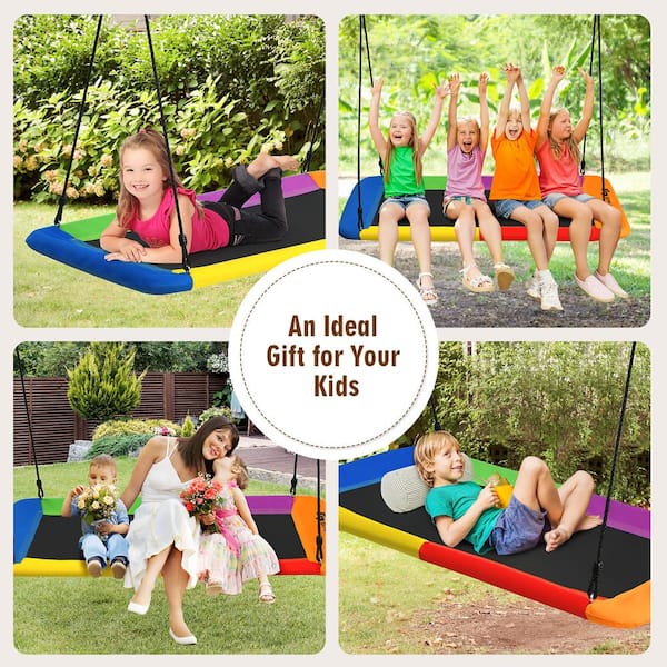 Costway 60 in. Colorful Platform Tree Web Swing Outdoor with