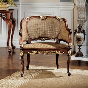 Louis XV French Cherry Mahogany Rattan Chair