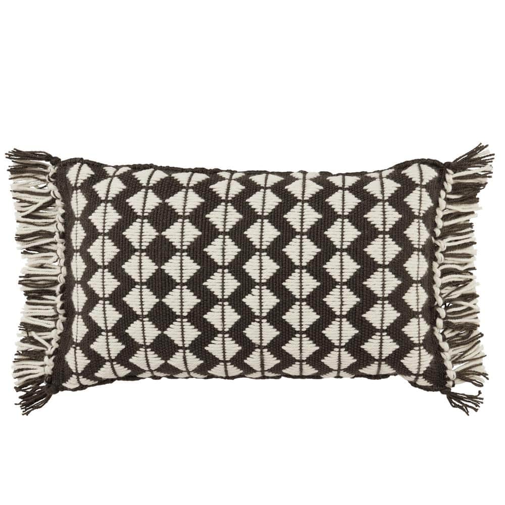 Cerulean Black/Ivory 13 in. x 21 in. Polyester Fill Throw Pillow ...