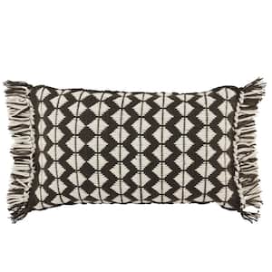 Cerulean Black/Ivory 13 in. x 21 in. Polyester Fill Throw Pillow