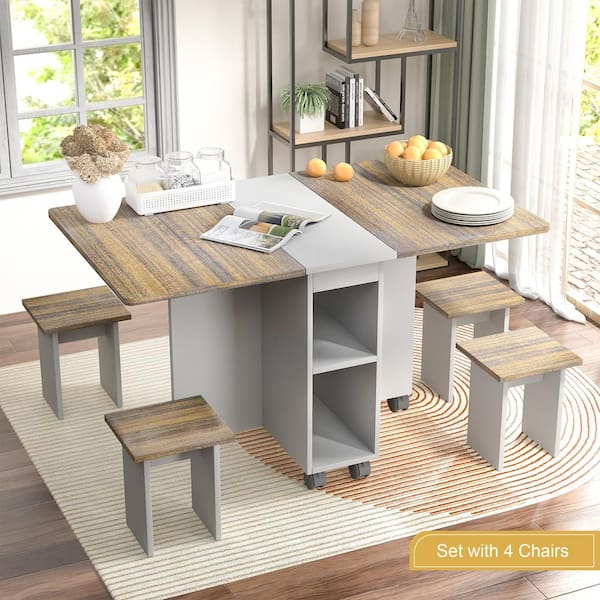 Hilanders Wood Kitchen Table ダークブラウン Karven Wood Trestle Extendable Dining Table with Leaf, Dark