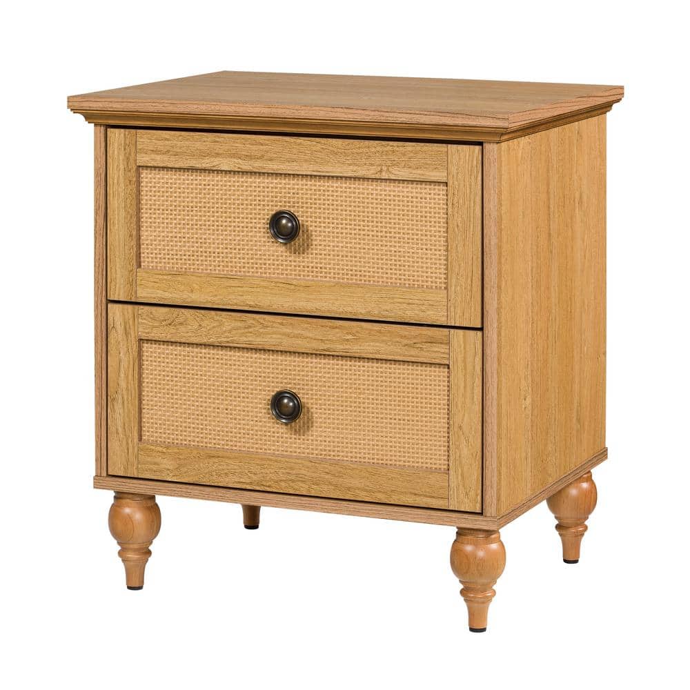 Sango Newcomb Rattan-Brown 2-Drawer Nightstand