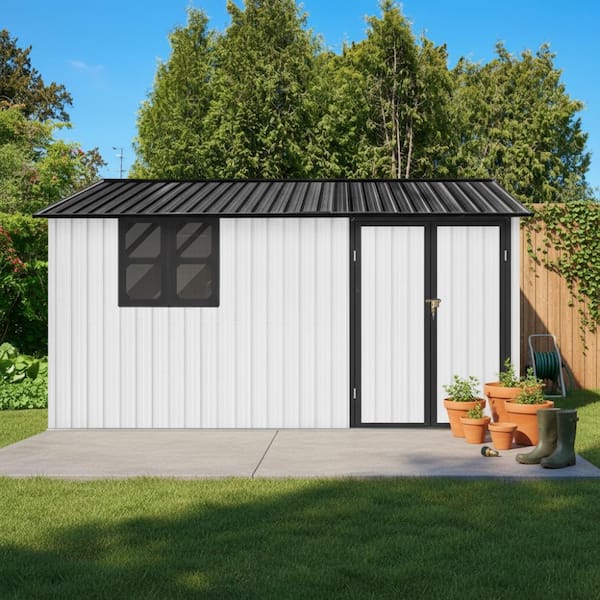 12 ft. W x 10 ft. D Outdoor Metal Storage Shed with Lockable Doors