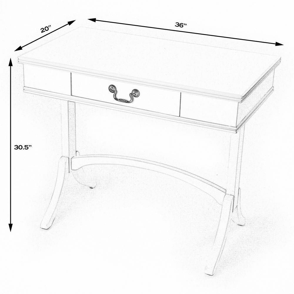 Elegant White Acacia and Pine Writing Desk with Antique Brass Drawer