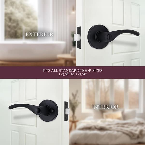 Primrose Matte Black Bed/Bath Privacy Door Handle 4-Pack