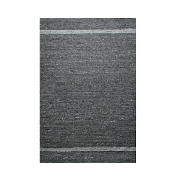 Gray 6 ft. x 9 ft. Hand-Woven Wool Contemporary Natural Wool Flat Rug Area Rug