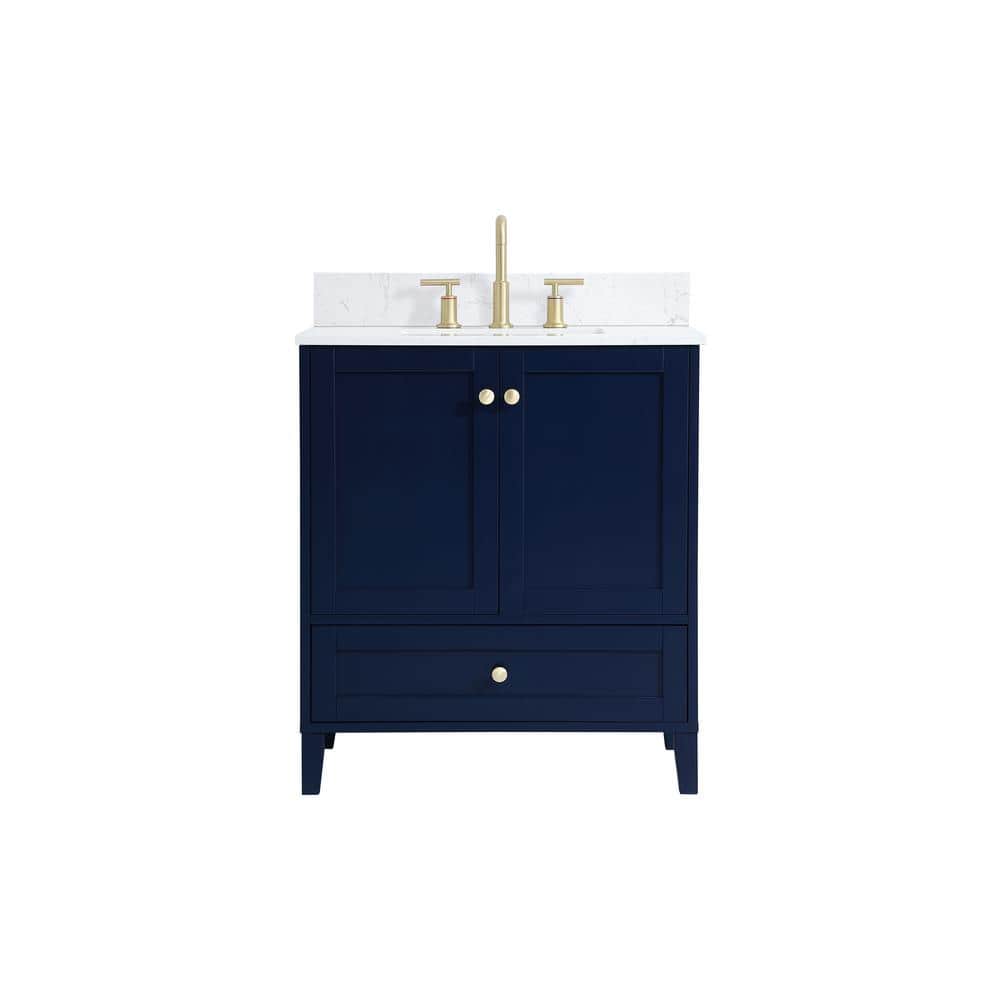 Timeless 30 in. W Single Bath Vanity in Blue with Engineered Stone Vanity T