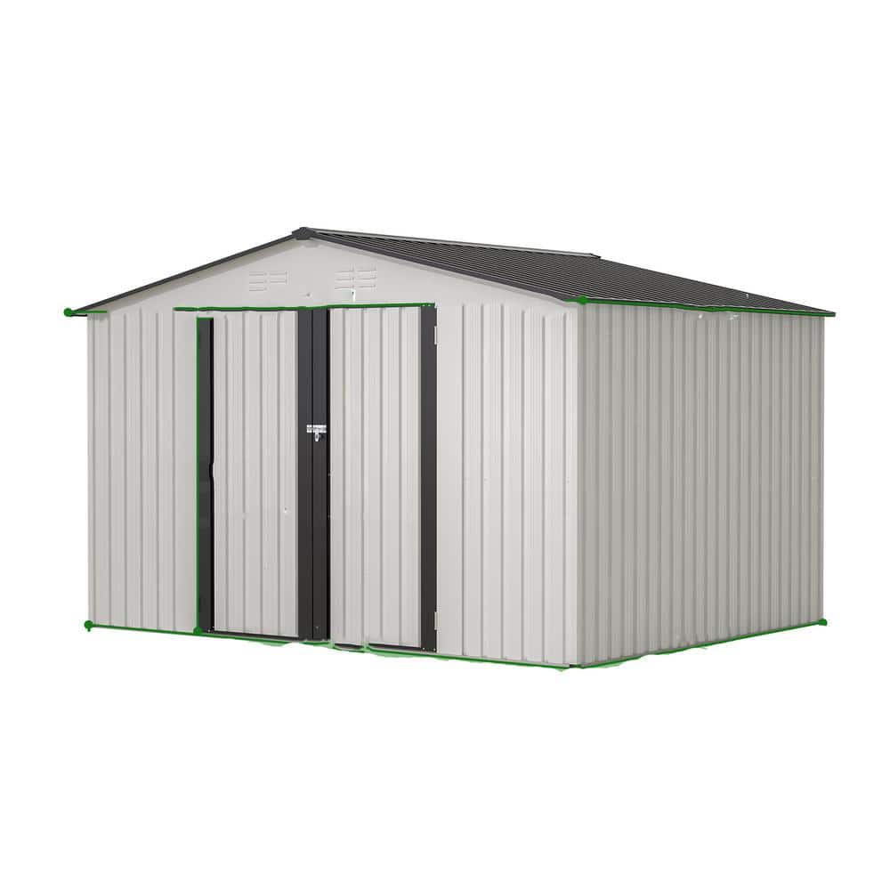 10 ft. W x 8 ft. D Metal Outdoor Storage Shed,All Weather Tool Sheds with L