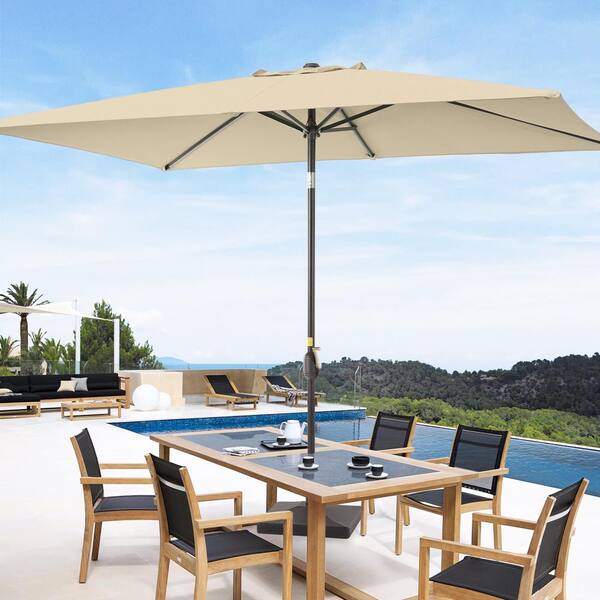 JOYESERY 6 ft. x 9 ft. Rectangular Patio Market Umbrella with UPF50 ...