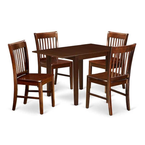 East West Furniture 5-Piece Mahogany Finish Solid Wood Top - Dining Room Set - Seats 4