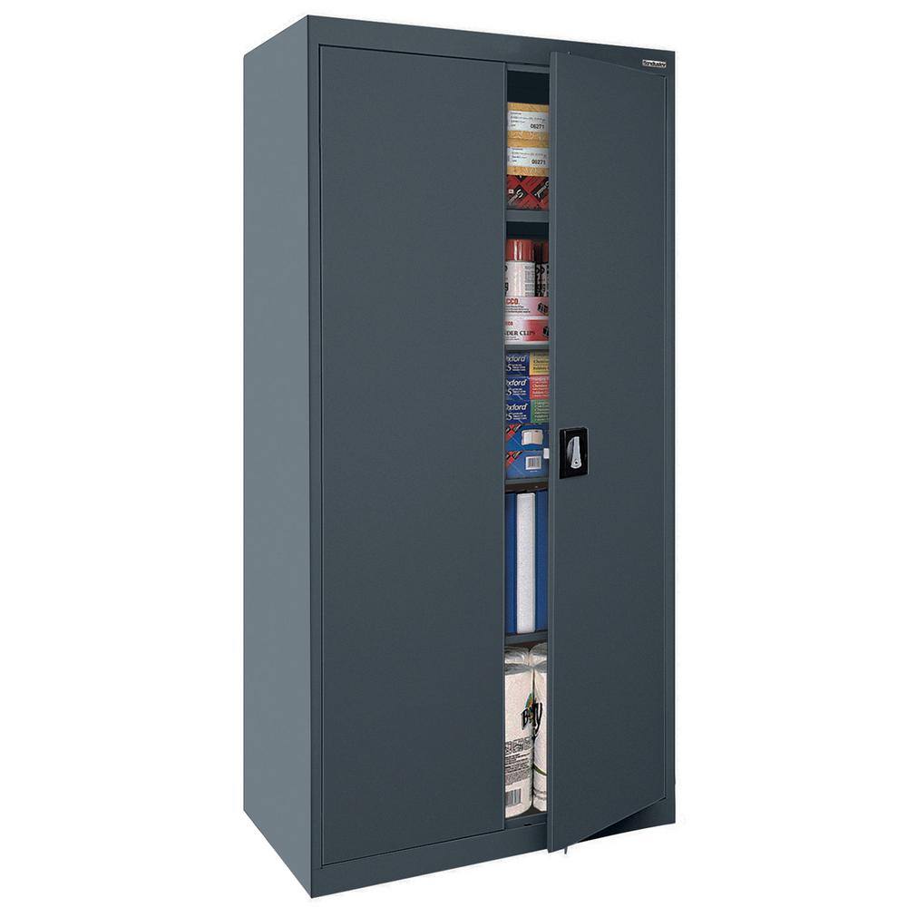 Charcoal Steel Freestanding Lockable Office Cabinet with Adjustable Shelving