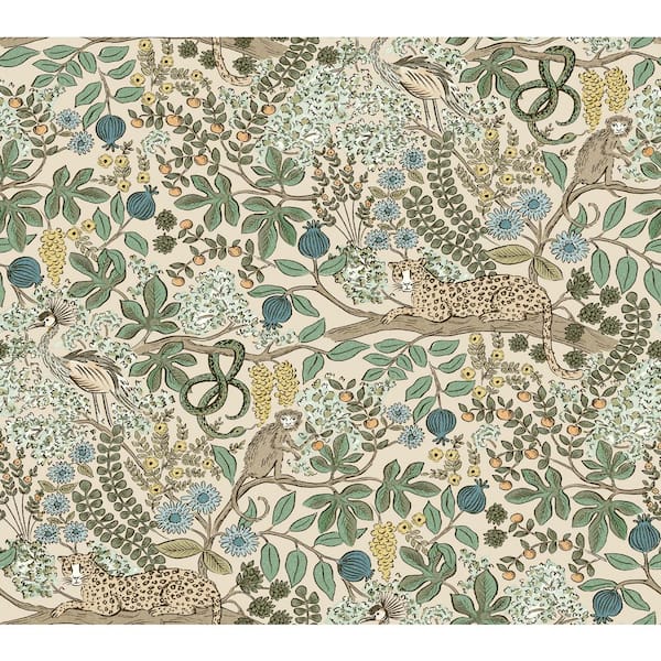 Safari Cream Jungle Toile Premium Peel and Stick Wallpaper