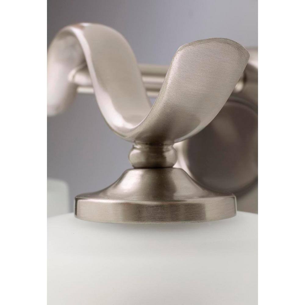 Brushed Nickel 2-Light Wall Sconce with Etched Glass Shades