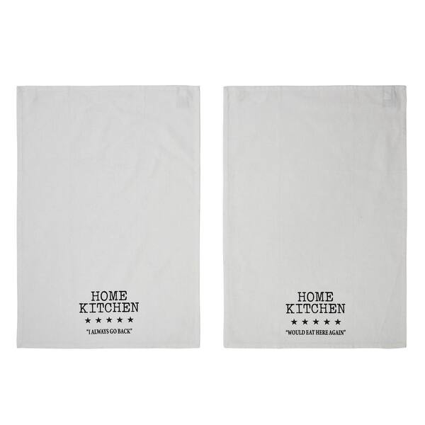 Down Home Soft White Graphic 5 Star Review Cotton Kitchen Tea Towel Set (Set of 2)