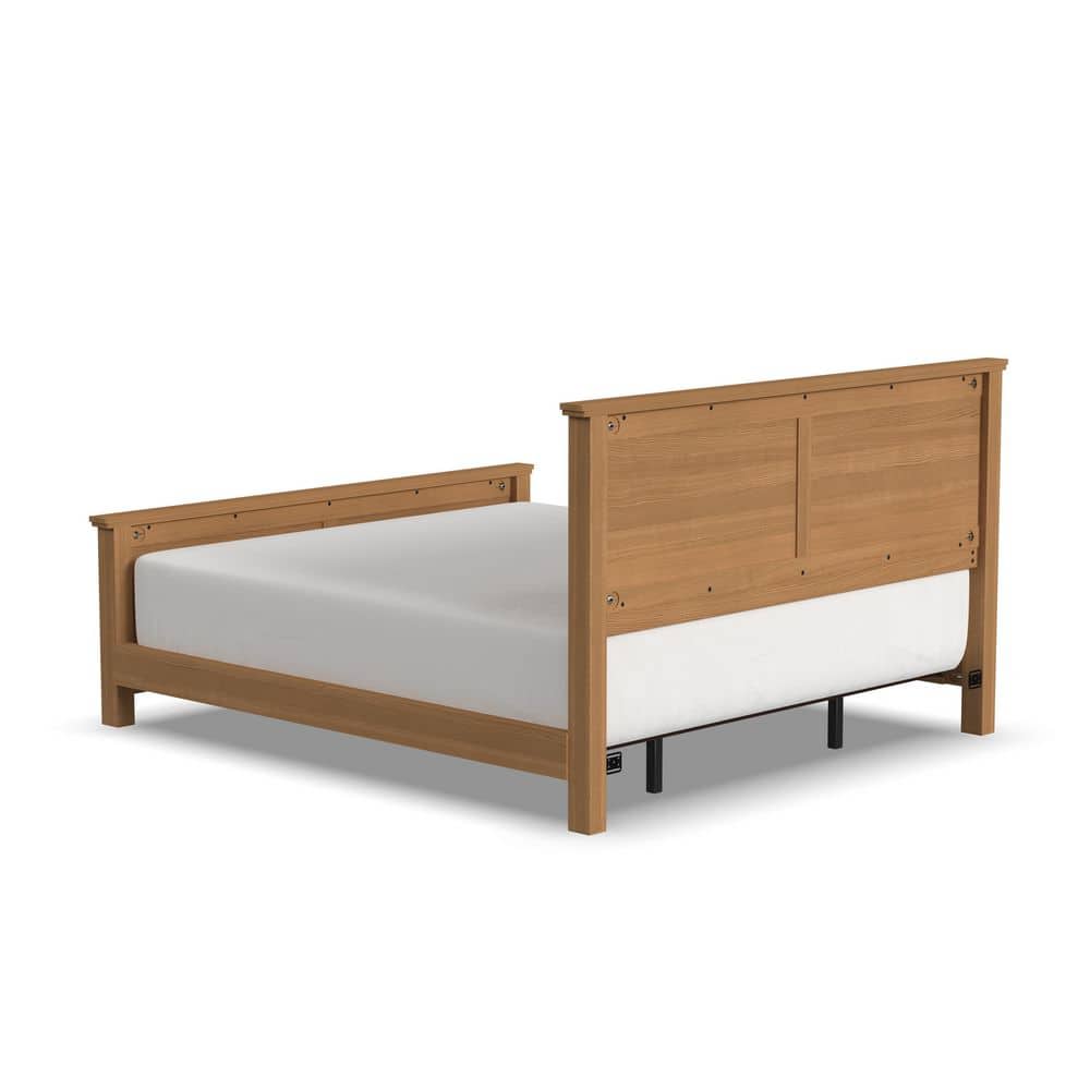 Oak Park Engineered Wood King Bed with Upholstered Headboard in Light Oak