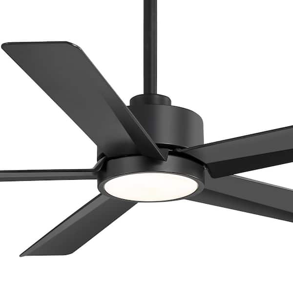 Silvester 52 in. Indoor Black Ceiling Fan with Color-Changing LED Light, Downrod, Unique Blade Design and Remote