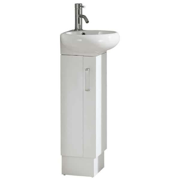 Milan 14.5 in. W x 9 in. D x 33.5 in. H Bathroom Vanity in White Matte with White Ceramic Top