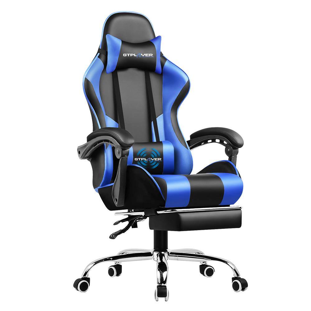 Reviews for ComHoma Blue Gaming Chair with Footrest, Bluetooth Speakers