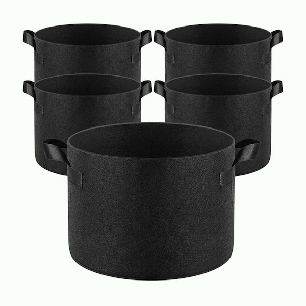 MISOPILY 20 Gal. Black Nonwoven Fabric Round Outdoor Grow Bag Planter Pot  with Handles and Drainage 5 Pack SA05OB209 - The Home Depot