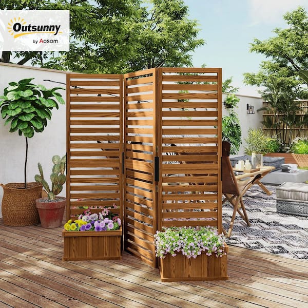 Reviews for Outsunny Wooden Privacy Screen with 4 Planter