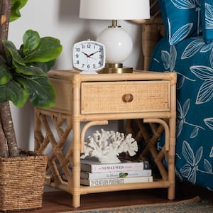 Camara 1-Drawer Natural Rattan Nightstand (19.7 in. H x 17.7 in. W x13.8 in. D)