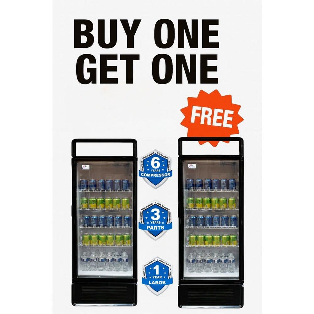 22 in. W 9 cu. ft. NSF Glass Door Commercial Refrigerator Merchandiser Display in Black