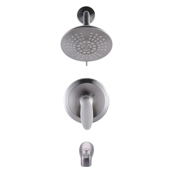 VEVETTA Single-Handle 5-Spray Tub and Shower Faucet 1.8 GPM with Stops in. Brushed Nickel with Valve Included