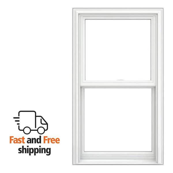V-2500 28.25 in. x 54 in. White Vinyl Pocket Frame Double Hung Window with Low E, Argon, Screen, and No Grids