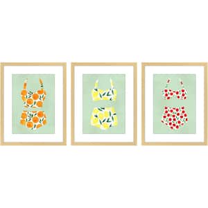 Fruity Suits, Set of 3 Framed Giclee Coastal Art Print 16 in. x 20 in. each