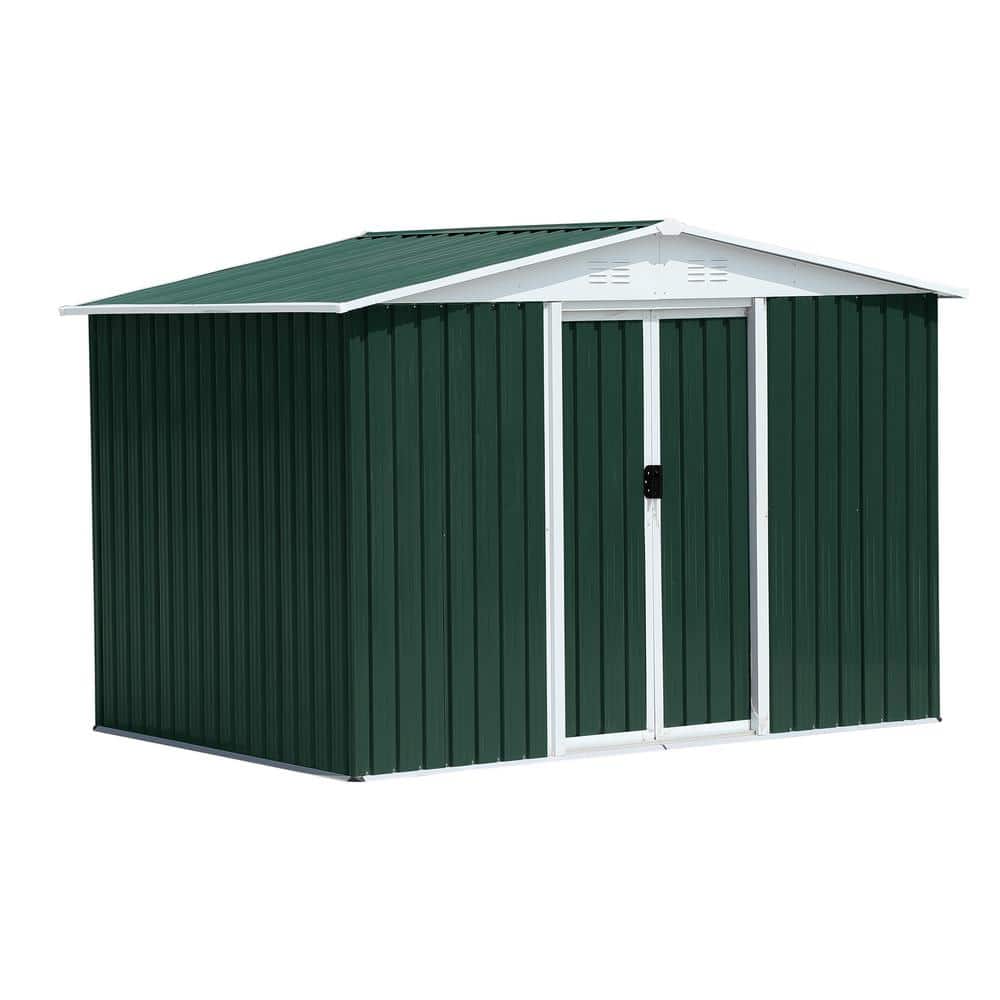 6 ft. x 8 ft. Outdoor Metal Storage Garden Shed Feet Roof Green with Alumin
