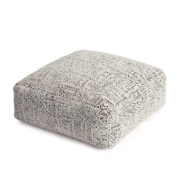 Anji Mountain Escondido 34 in. x 34 in. x 16 in. Gray and Ivory Ottoman
