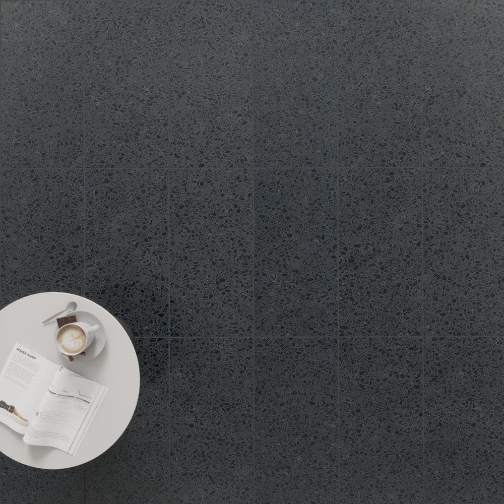 Spanish Pureform Terrazzo 12 in. x 24 in. x 9mm Porcelain Floor and Wall Tile Case - Black (5 PCS, 10.76 Sq. Ft.) price history on PriceWatchPro
